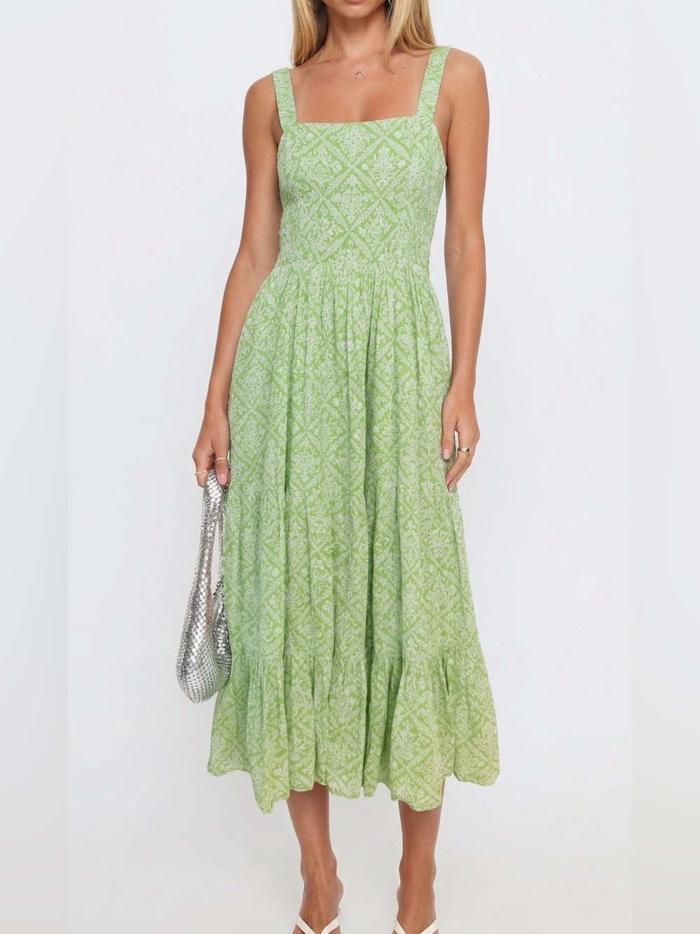 Banjanan Light Green Printed Maxi Dress
